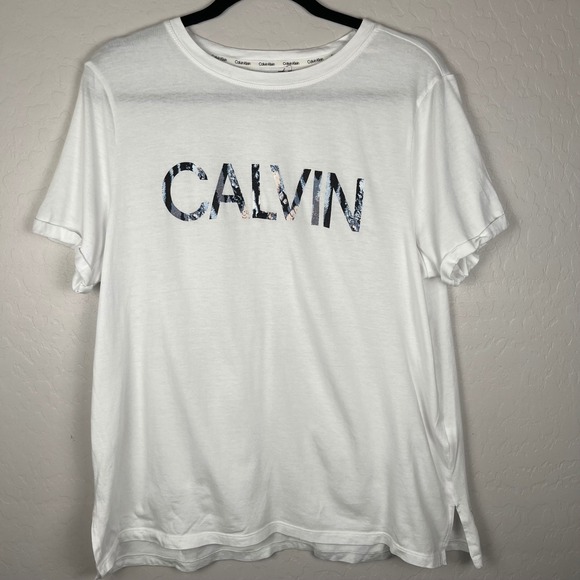 Calvin Klein Graphic Logo‎ T-Shirt Short Sleeve Casual Top White XL - Picture 1 of 10
